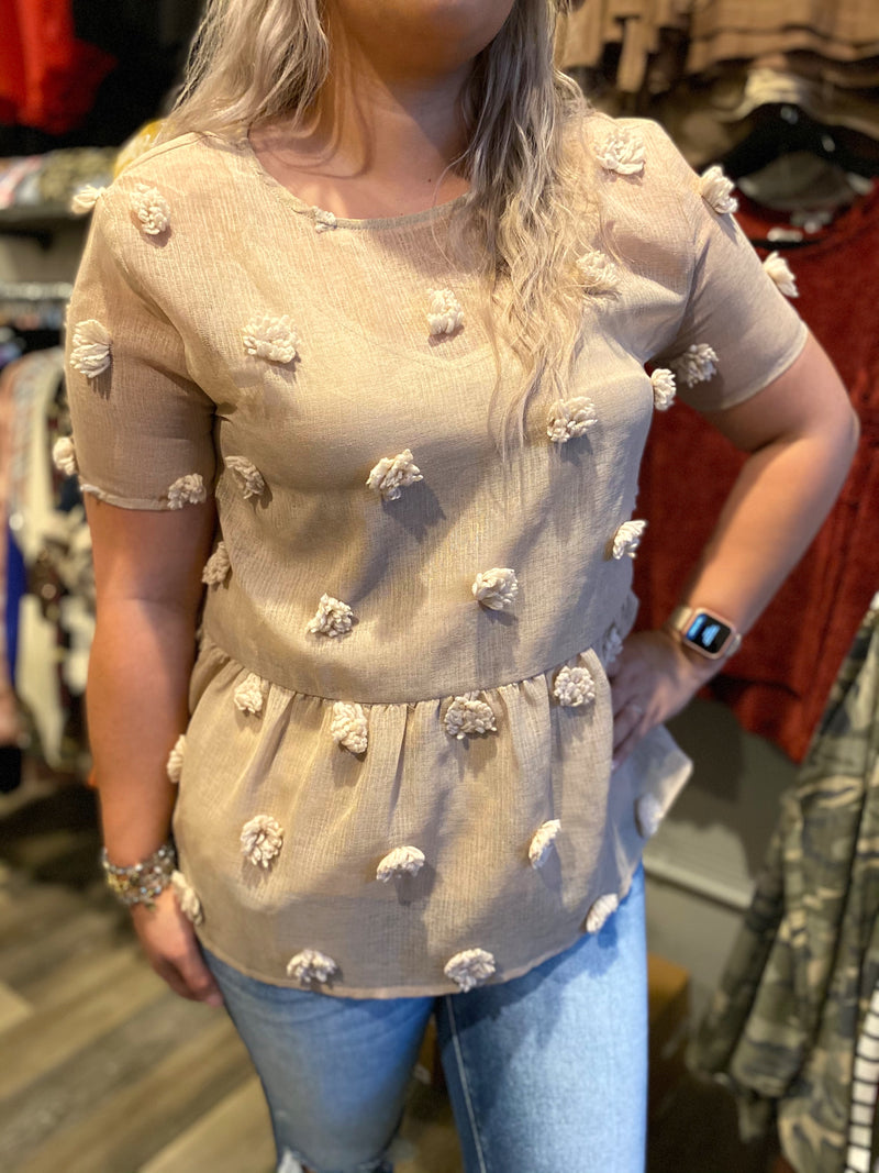 Jackie Pom Pom Top-Mocha