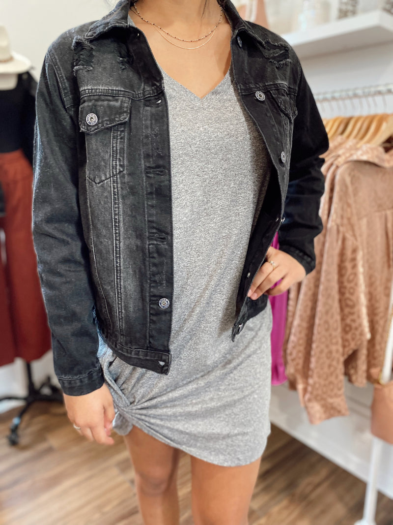 Odette Slub Dress-Charcoal