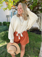 Thea Pleated Shorts-Rust