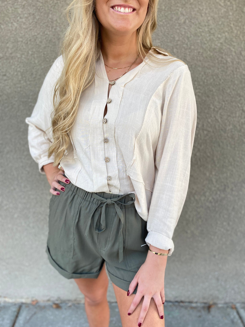 Lauryn Twill Shorts-Olive