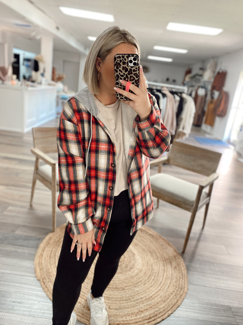 Cutie Plaid Jacket- Red