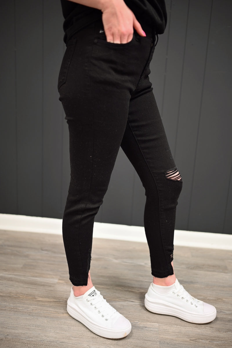 Azariah High Rise Skinny Jean-Black
