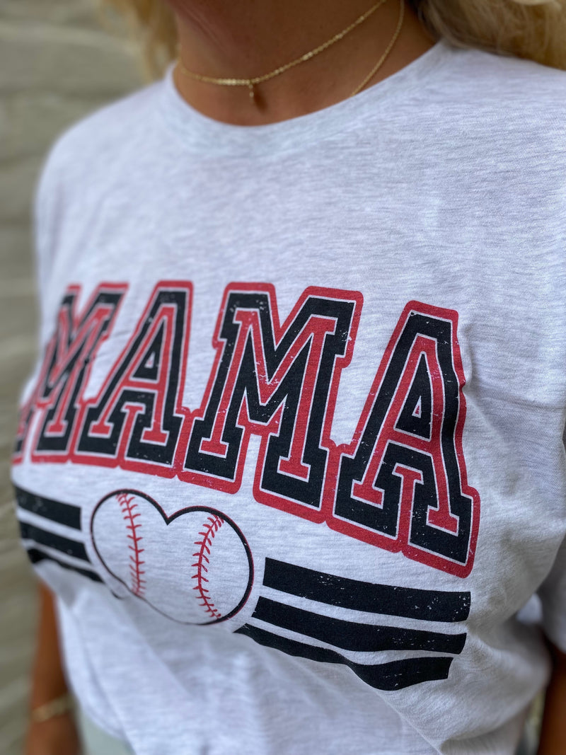 ZZZ MAMA Baseball Heart Tee