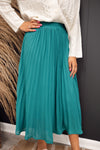 Leelyn Pleated Chiffon Maxi Skirt-Green