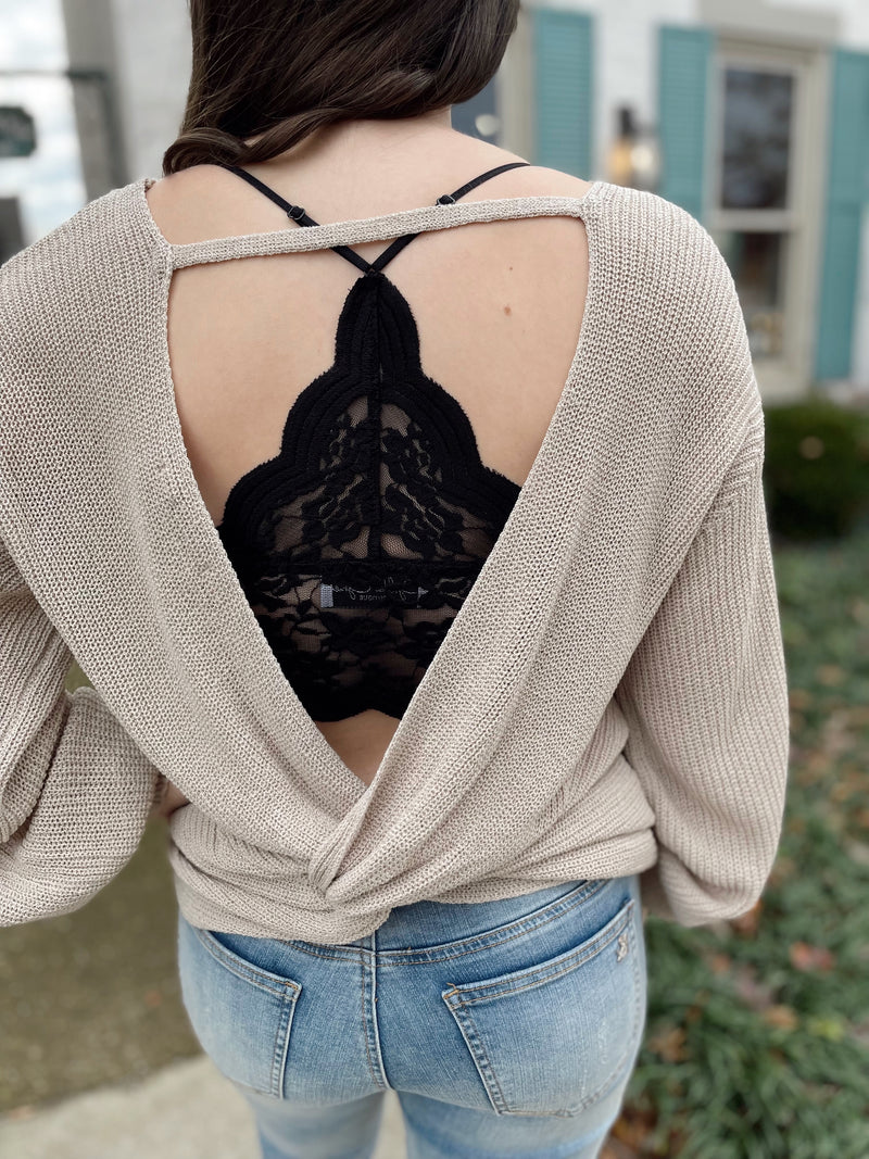 Maia Twist Open Back Sweater