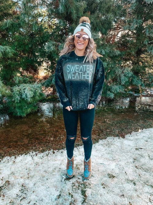 Sweater Weather Bleached Crew Neck