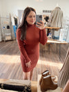 I'm Your Girl Rib Knit Sweater Dress-Cinnamon