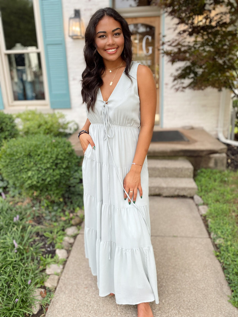 Luz Tiered Maxi Dress-Mint