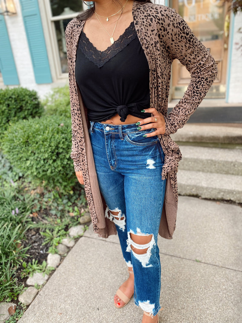 Krissy High Waisted Distressed Mom Jean