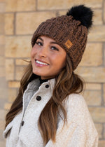 Brown & Black Pom Hat