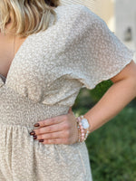 Steph Drop Shoulder Printed Romper-Taupe