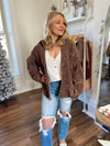 Sophia Corduroy Ribbed Shacket-Chocolate