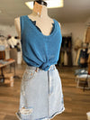 June Distressed Denim Skirt