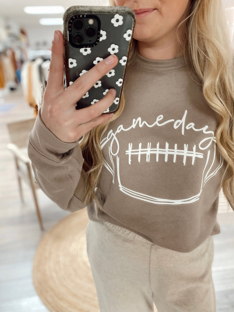 Football Game Day Tan Crewneck