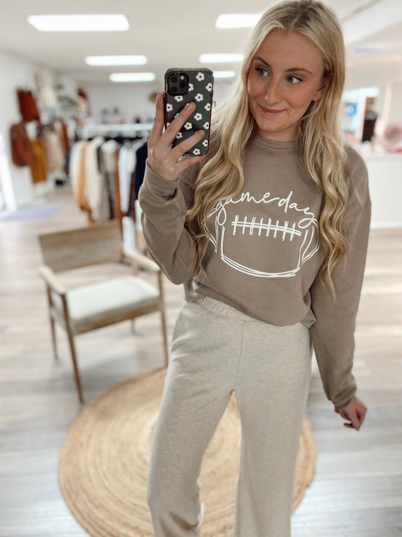 Football Game Day Tan Crewneck