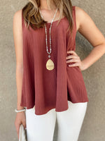 Kaiya Textured Sleeveless Top-Sienna