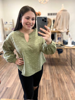 Olive Swiss Dot Top