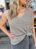 Easy On Me Crochet Tank-Olive