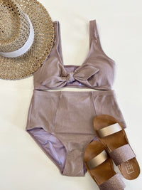 Catch Your Eye Metallic Thread Bikini-Dusty Lavender