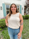 Reanna Rib Textured Tank Top-Taupe