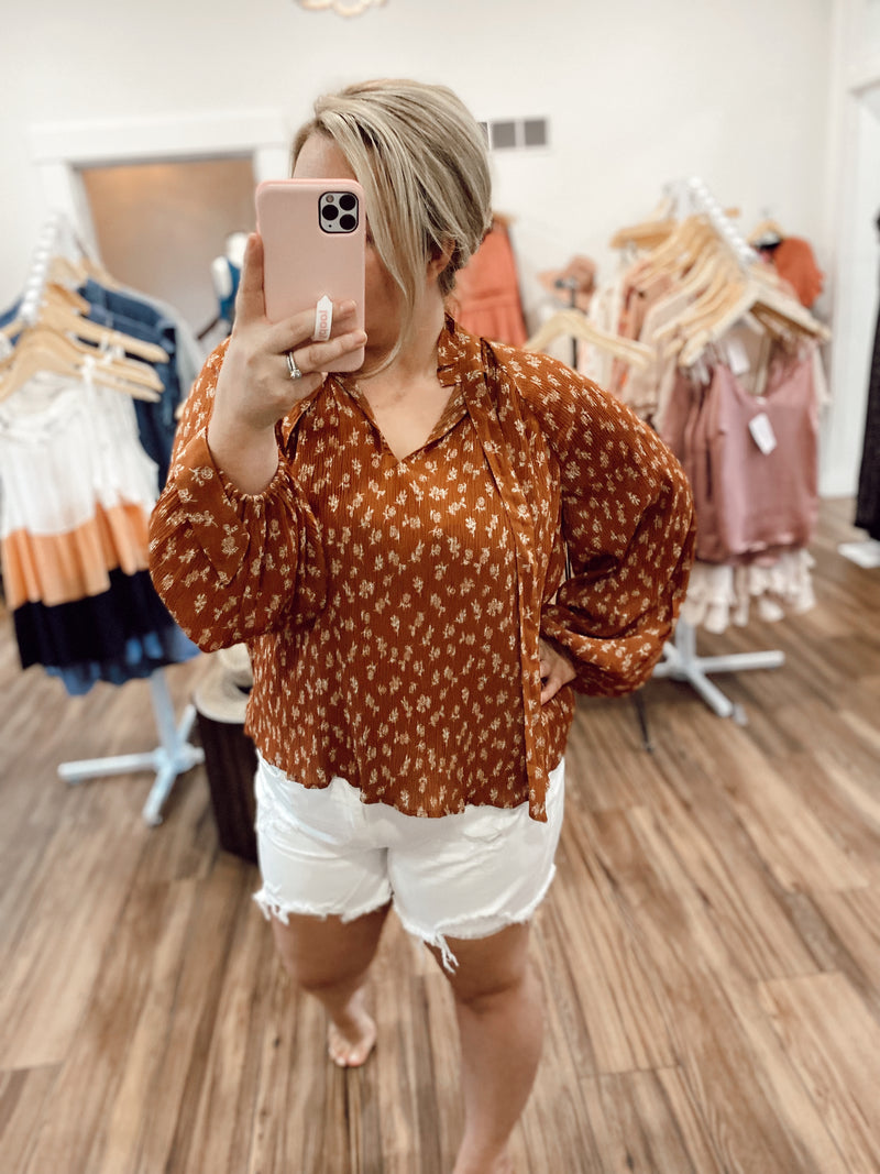 Lily Floral Print Self Tie Neck Blouse