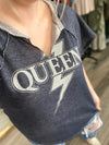 Queen Graphic Knit Top-Navy