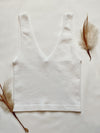 Nyah Ribbed U-V Neck Cropped Brami- White