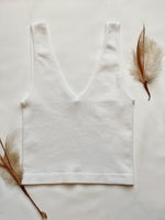 Nyah Ribbed U-V Neck Cropped Brami- White