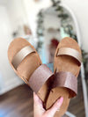 Carmen Two Strap Sandal- Rose Gold