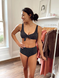 Catch Your Eye Metallic Thread Bikini-Black