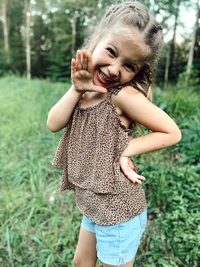Kids Leopard Pleated Tank