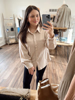 Easy to Wear Button Down Shacket-Beige