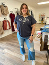 Queen Graphic Knit Top-Navy