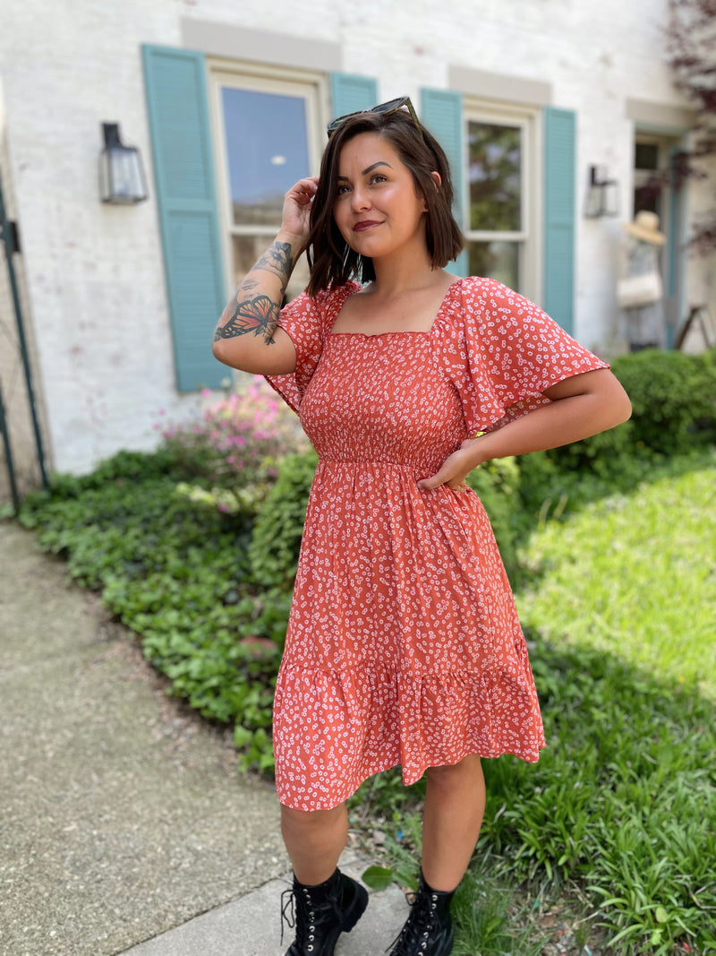 Easy On Me Midi Dress-Coral