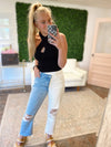 Half and Half Denim Jeans