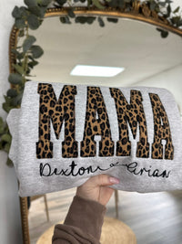 PREORDER MAMA Leopard Applique Crewneck Sweatshirt