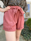 Charli Belted Shorts-Brick