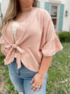 Versatile Tie Front Kimono/Top-Pink