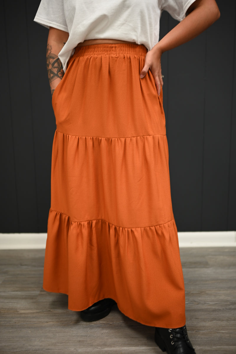 Frankie Tiered Maxi Skirt-Amber