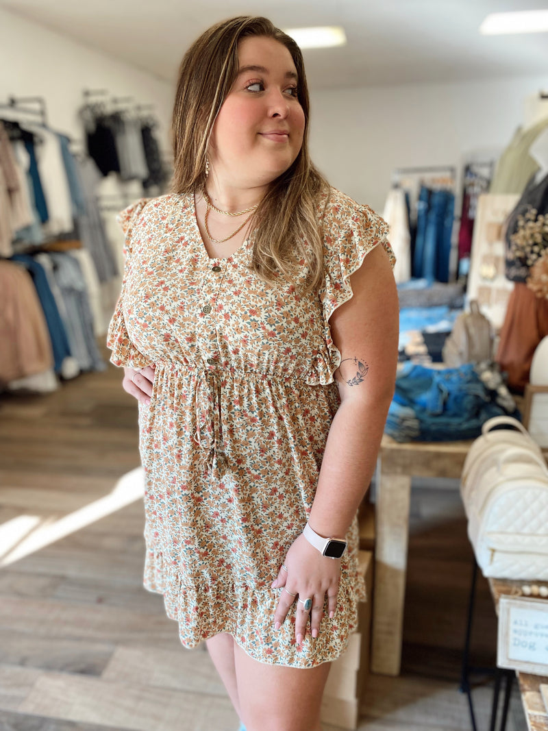 Kynlee Button Front Dress-Cream