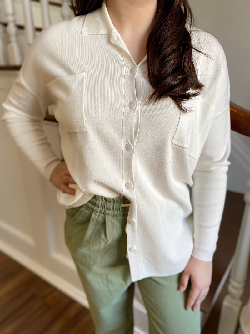 Feels Like Sunshine Button Up Top-Ivory
