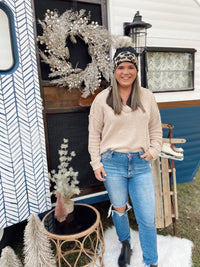 Louanne Oversized V-Neck Sweater-Taupe