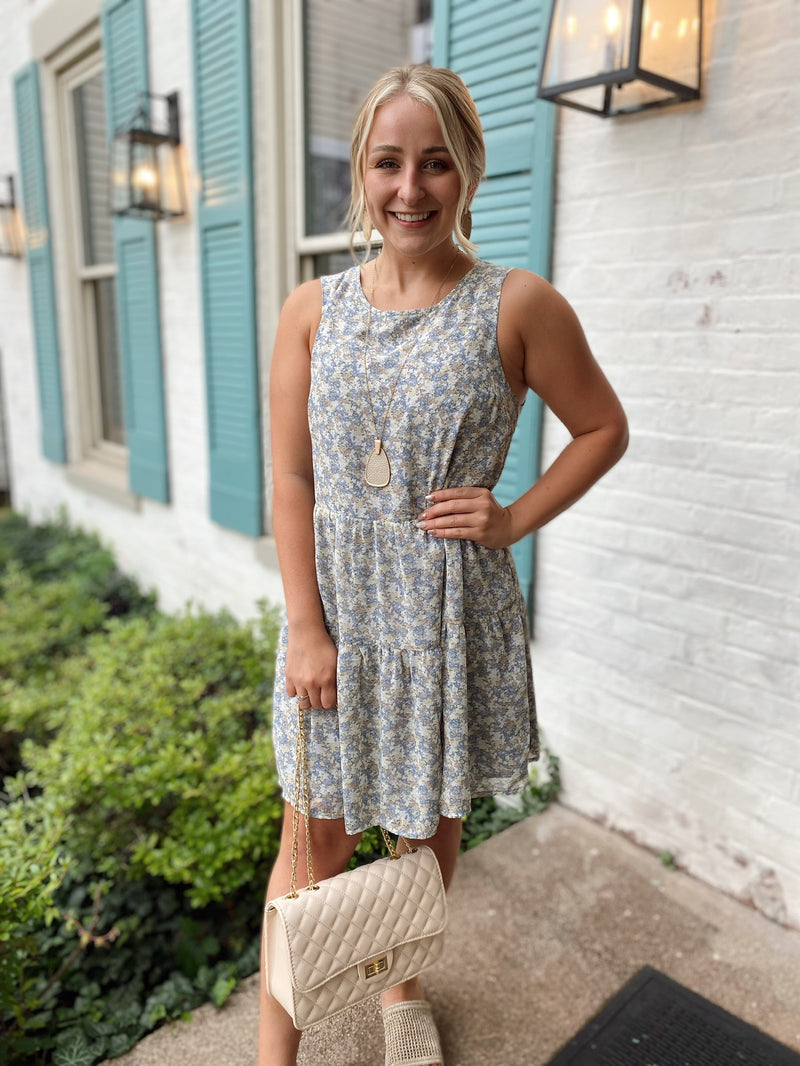 SSS Skye Tiered Floral Dress-Blue