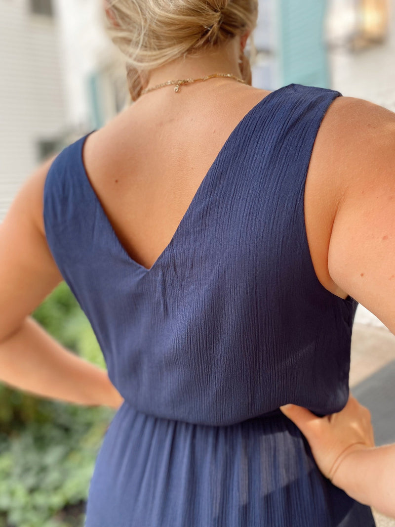 ZZZ Luz Tiered Maxi Dress-Navy