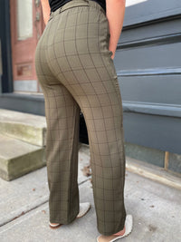 Boss Lady Olive Plaid Pants