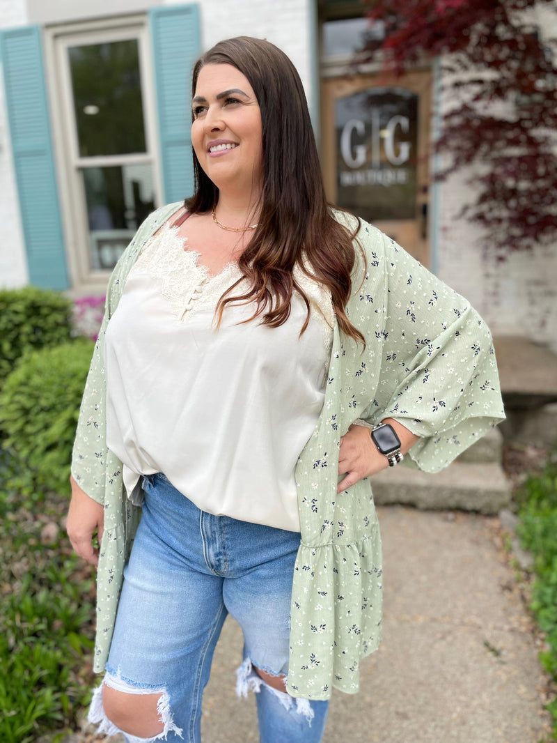 Chantrian Button Detail Satin Cami-Cream