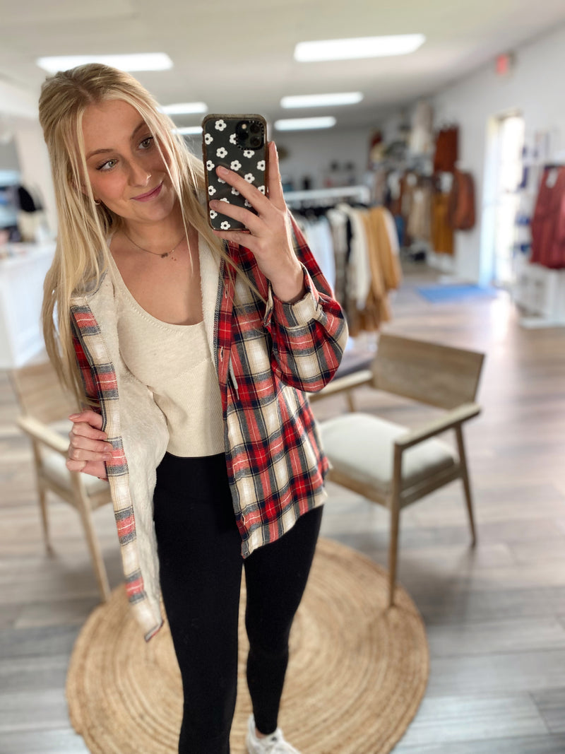 Cutie Plaid Jacket- Red