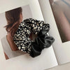 Leopard Leather Scrunchie- Black/White