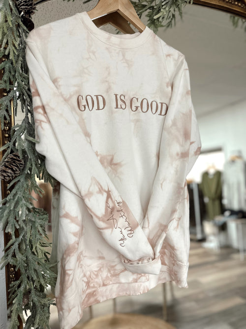 God Is Good Embroidered Crewneck