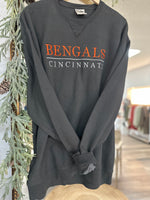 Hometown Cincinnati Embroidered Crewneck-Washed Grey